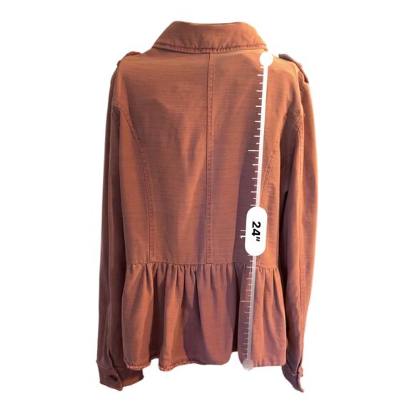 Altar’d State Mauve Raw Hem Peplum Utility Jacket Women’s Size L Lightweight - Picture 8 of 13